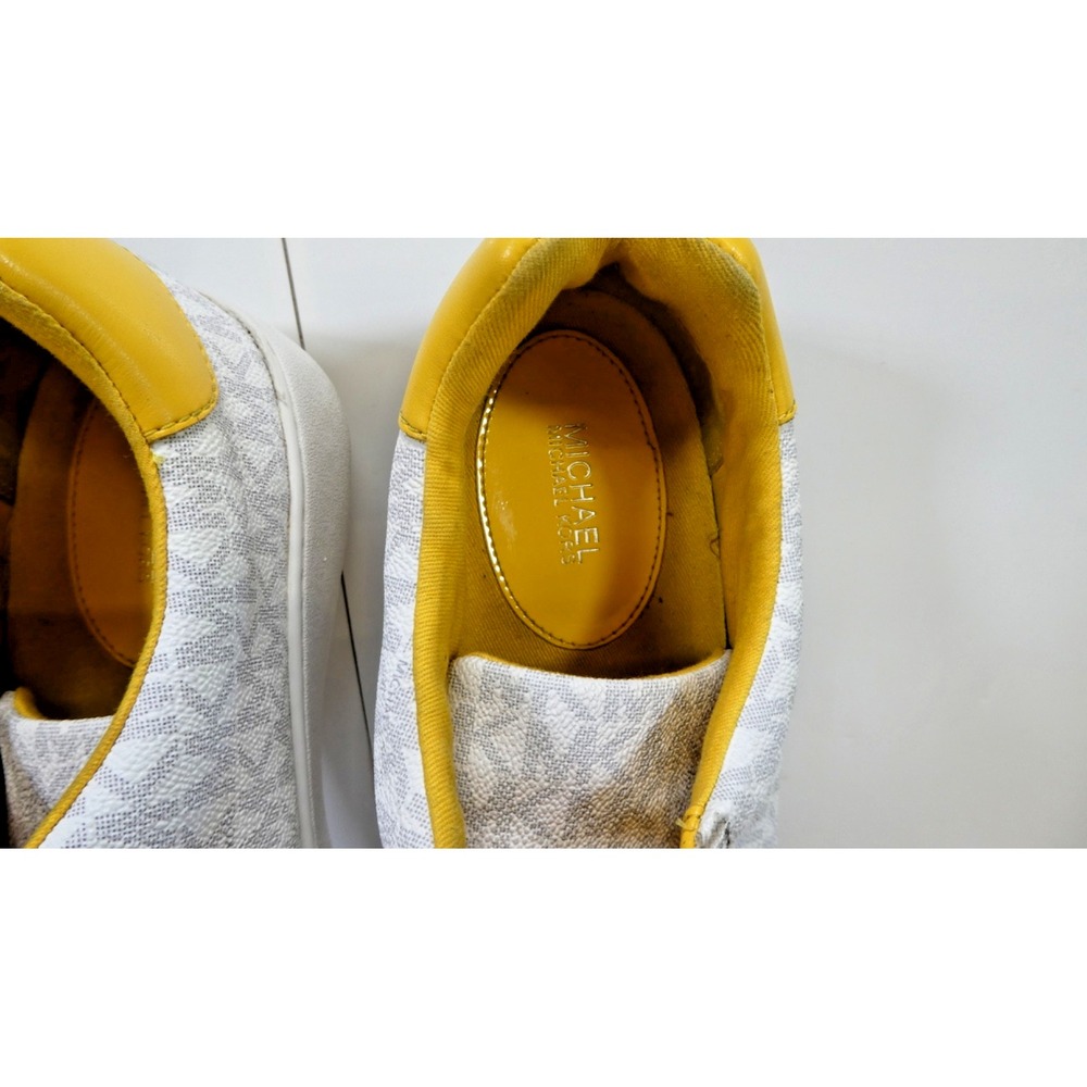 Michael Kors POPPY Monogram Lace-Up size 9M -White & Yellow - Picture 7 of 9